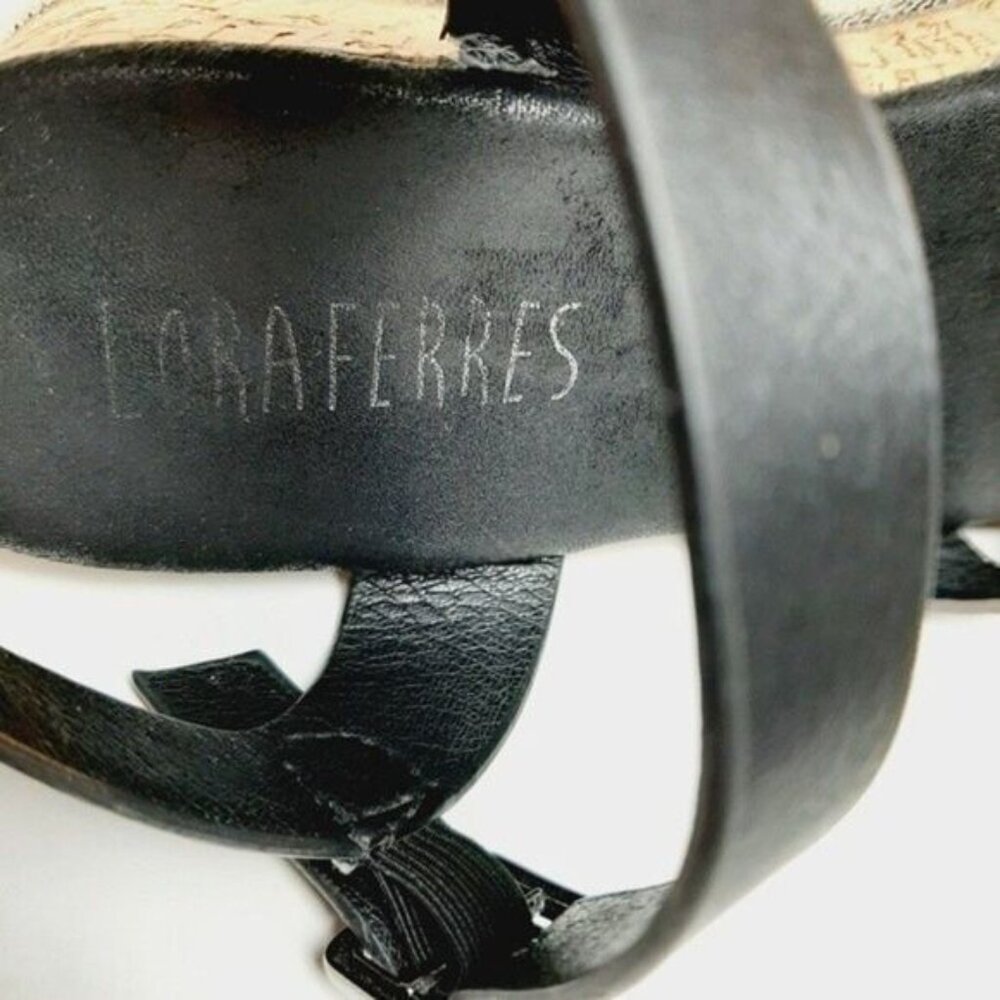 LORA FERRES Patform Wedge Sandals Strappy Black & Silver Sz Eur 38 | US 8 - Picture 11 of 12